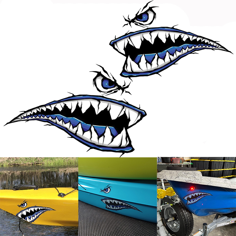2PCS Shark Teeth Mouth Boat St - огляд і ціна Fishing Boat Trailer