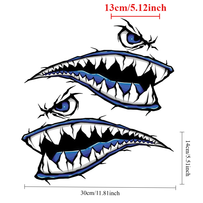 2PCS Shark Teeth Mouth Boat St - огляд і ціна Fishing Boat Trailer
